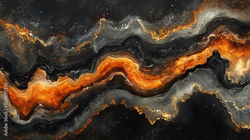 Abstract fiery orange and grey marble texture.