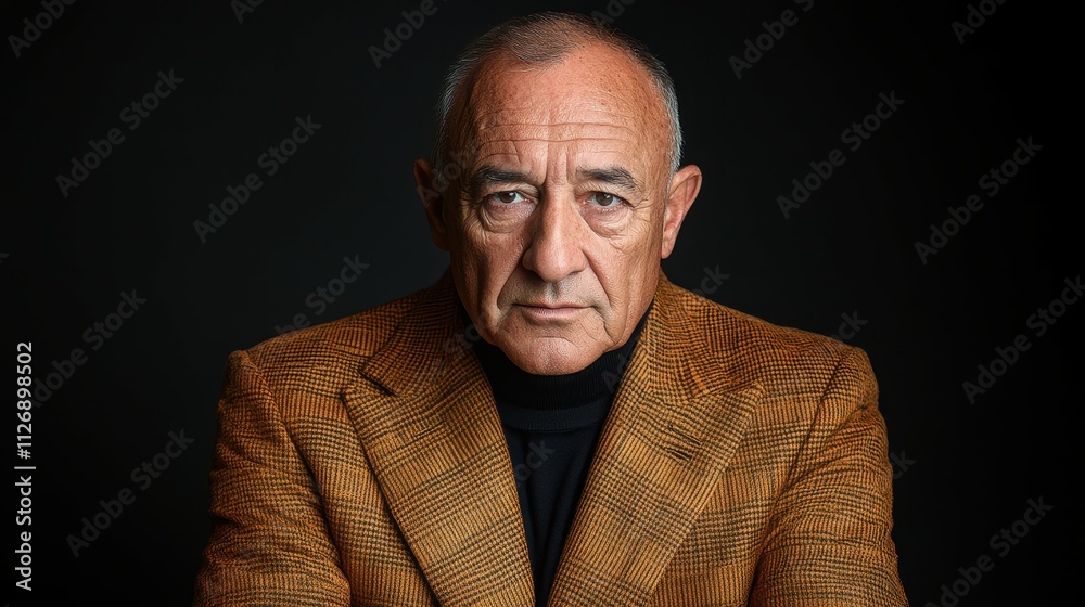 Fototapeta premium A man in a suit and tie is looking at the camera. He is serious and focused