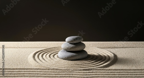 Obraz na płótnie Serenity in balance - zen stones on raked sand w salonie
