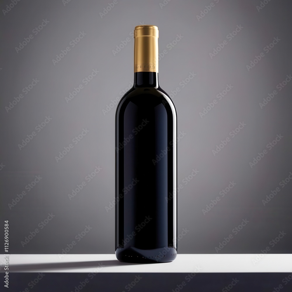 Bottle of wine with a gold cap Bottle of wine with a gold cap