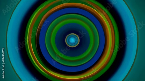 animation of gentle loop of concentric circles softly expanding and contracting, each ring changing colors