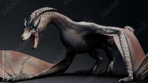 Wallpaper Mural Wyvern Type Dragon 2 of background. 3d model rendering Torontodigital.ca