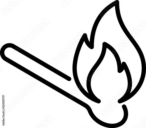 Burning match line icon. Fire outline vector sign. Flame linear style pictogram. Symbol, logo illustration. Editable stroke.