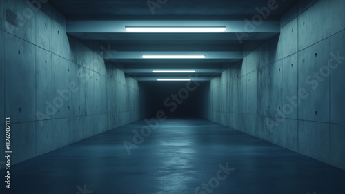 Abstract Concrete Hallway Background with Shadows