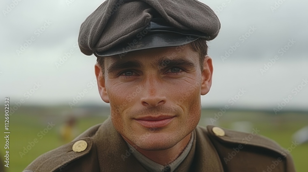 A man with a hat and a beard is smiling. He is wearing a brown jacket and a hat A man with a hat and a beard is smiling. He is wearing a brown jacket and a hat