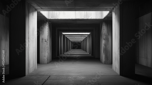 Abstract Concrete Hallway Background with Shadows