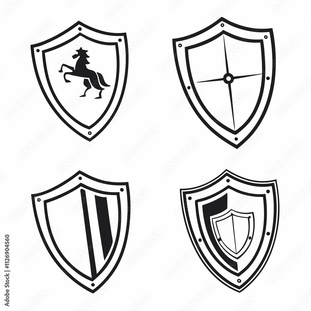 Shield Silhouette icon set on a white background Shield Silhouette icon set on a white background