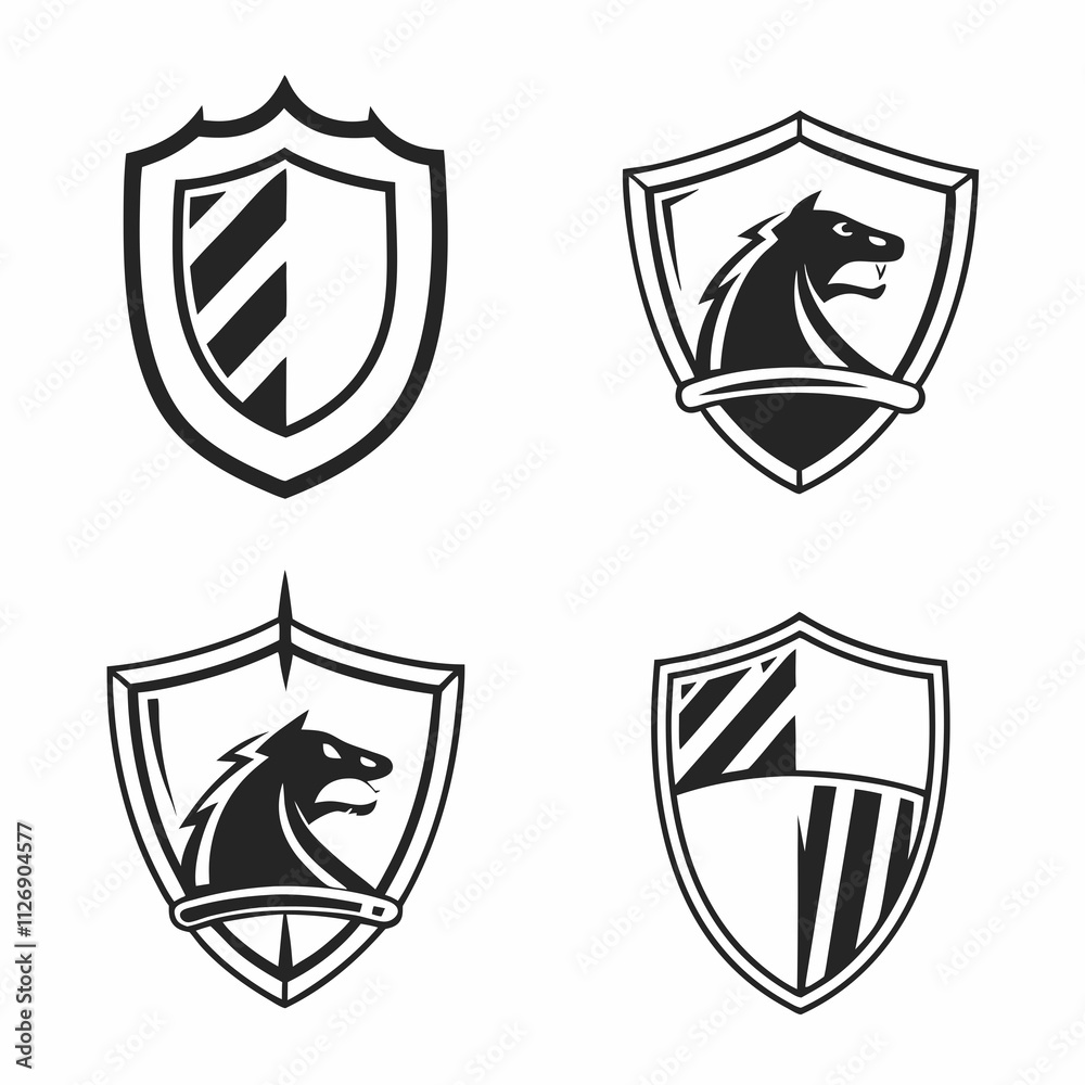 Shield Silhouette icon set on a white background Shield Silhouette icon set on a white background
