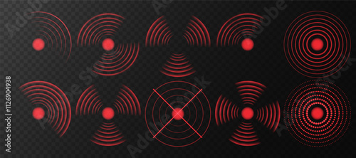 Red Glowing Sensor Rings: Wireless Radar, Sonar, and Digital Signal Light Effects for Modern Designs