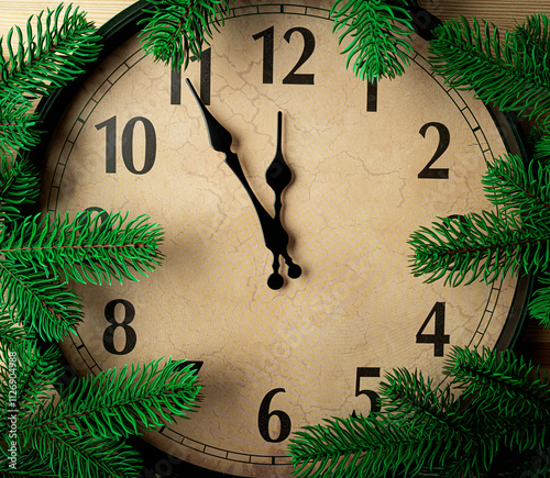 Obraz na płótnie New Year's clock and still life. The clock shows midnight. w salonie