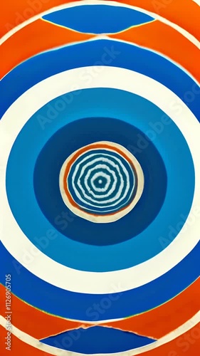 animation of gentle loop of concentric circles softly expanding and contracting, each ring changing colors