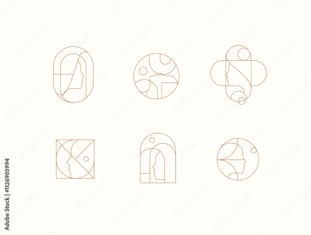 Female silhouettes drawing in minimalist linear art style on light background.