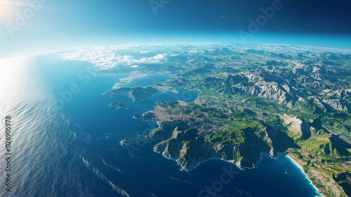 Ultra detailed, photorealistic image of Earth from space photo