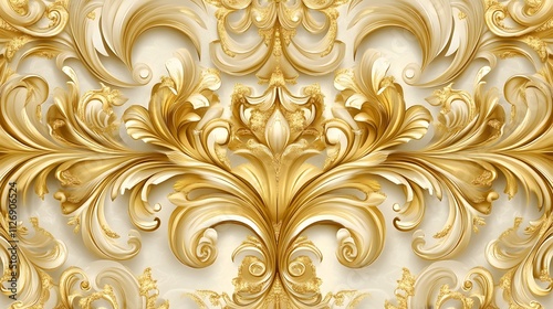 Elegant Golden Baroque Floral Design Wallpaper photo