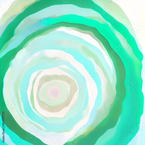 animation of gentle loop of concentric circles softly expanding and contracting, each ring changing colors