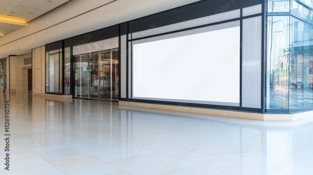 Bright and Modern Empty Storefront with White Display Area in Shopping Mall Bright and Modern Empty Storefront with White Display Area in Shopping Mall