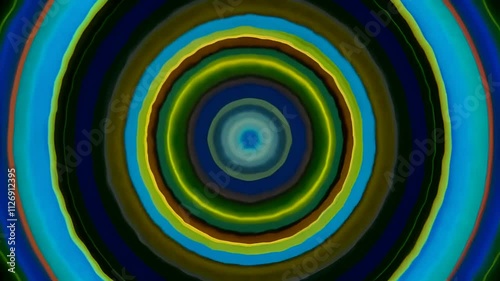 animation of gentle loop of concentric circles softly expanding and contracting, each ring changing colors