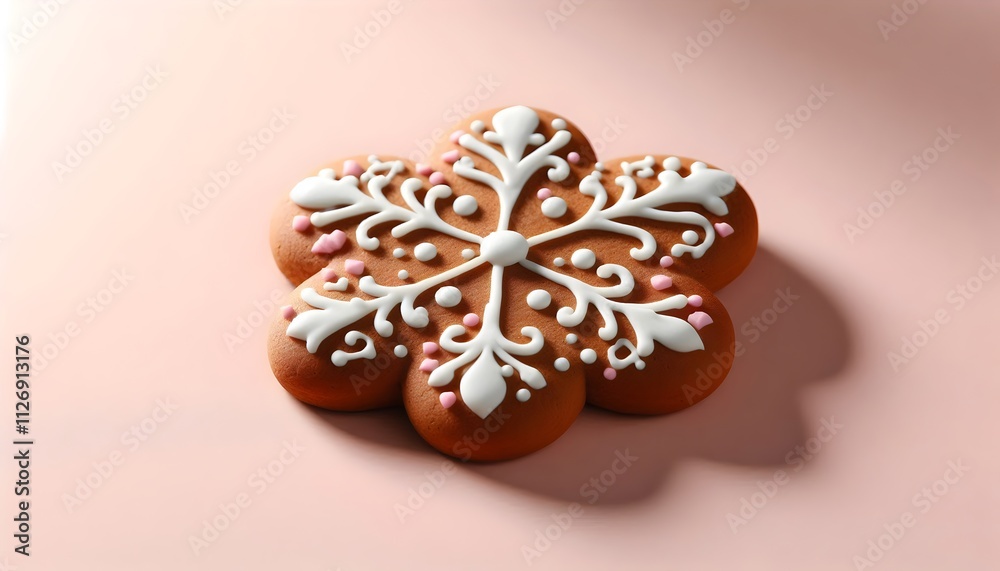 Fototapeta premium Side View Macro-Focused Zoom of Gingerbread on Pastel Background