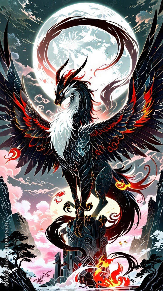 Chimera standing in the mountain illustration Chimera standing in the mountain illustration