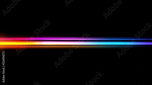 Vivid Multicolored Light Streaks on Dark Background for Abstract Designs