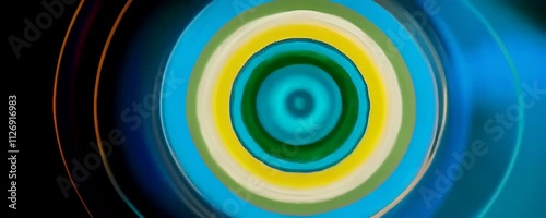 animation of gentle loop of concentric circles softly expanding and contracting, each ring changing colors