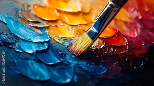 A painting with a brush in the middle of it