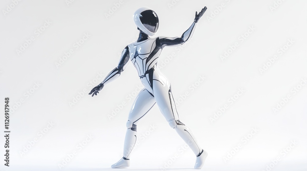 A futuristic humanoid robot in a dynamic pose, showcasing advanced design and technology. A futuristic humanoid robot in a dynamic pose, showcasing advanced design and technology.