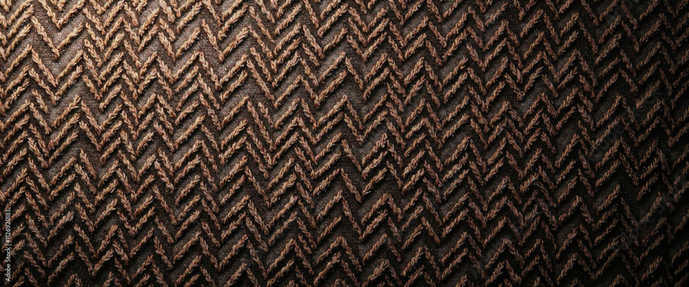A patterned fabric with a brown and white color scheme. The pattern is made up of small squares and triangles A patterned fabric with a brown and white color scheme. The pattern is made up of small squares and triangles