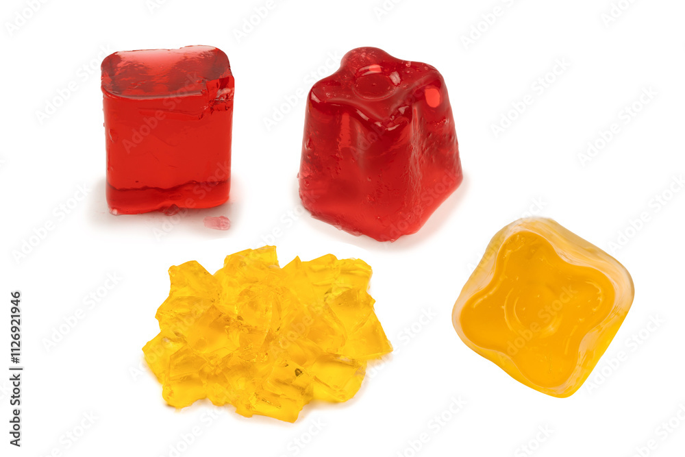 Sweet fruit jelly dessert isolated on white background. Sweet fruit jelly dessert isolated on white background.