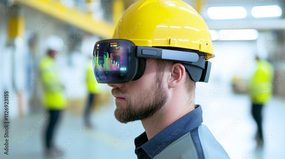 Innovative VR Headset Enhancing Construction Worker Safety in Industrial Sites Virtual Reality Professional Environment Close-Up Viewpoint Innovative VR Headset Enhancing Construction Worker Safety in Industrial Sites Virtual Reality Professional Environment Close-Up Viewpoint