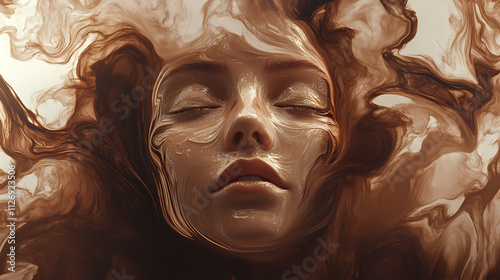 Surreal electric mocha tint featuring rapture and radiance in distinctive shades and tones. Rapture. Illustration photo