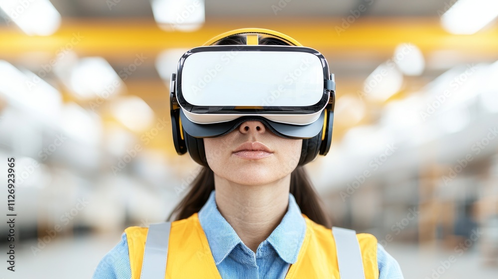 Innovative Woman Engineer Using VR Headset in High-Tech Industrial Environment for Virtual Training and Development Innovative Woman Engineer Using VR Headset in High-Tech Industrial Environment for Virtual Training and Development
