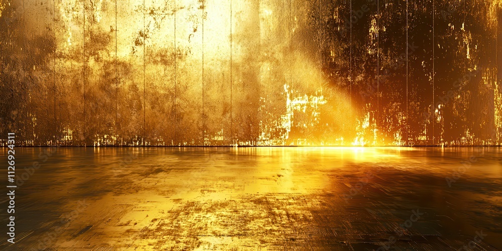 Fototapeta premium Large, empty room with a yellow wall