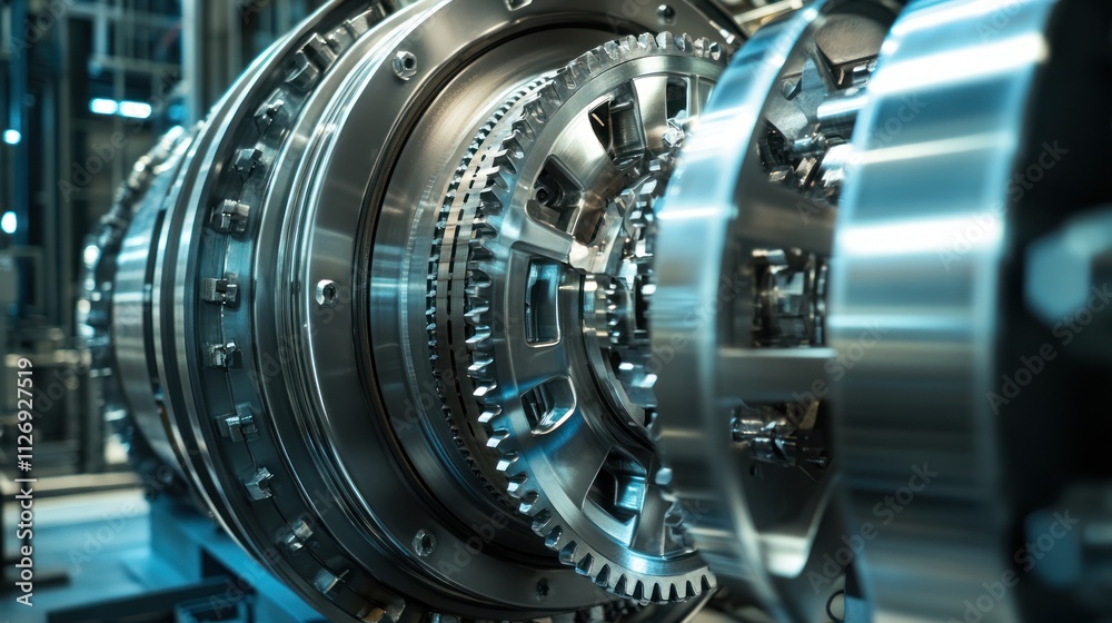 Close-up of intricate metallic machinery components. Close-up of intricate metallic machinery components.