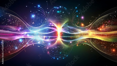 Abstract colorful energy wave flowing and connecting.