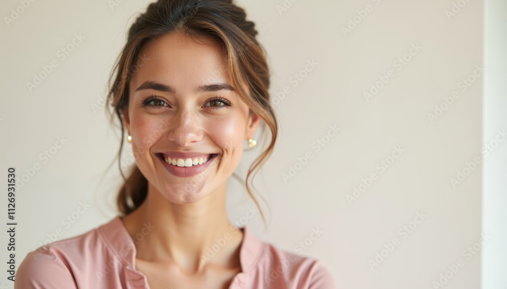Confident young woman radiates happiness with stylish appearance. Confident young woman radiates happiness with stylish appearance.
