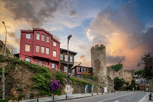 Anadoluhisari street view in Istanbul. Anadoluhisari is calm district of Istanbul photo