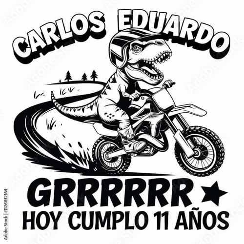 motorcycle on a white Dinosaur vector typography t-shirt design
