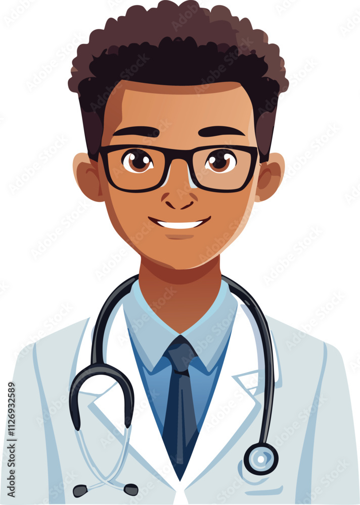 A smiling male doctor in a lab coat with a stethoscope, representing healthcare professionals A smiling male doctor in a lab coat with a stethoscope, representing healthcare professionals