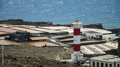 Panoramic View of Fuencaliente Lighthouse, Salt Pans, and Ocean from the Overlook