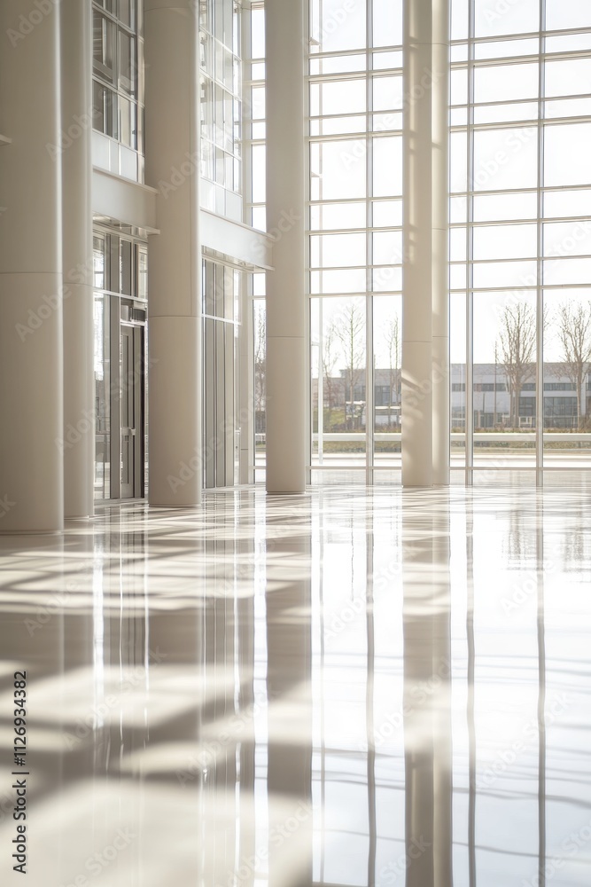 Fototapeta premium Bright and Airy Atrium with Reflective Floor