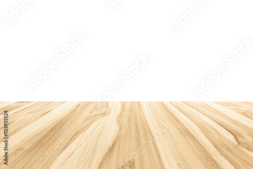 empty dark wooden table isolated on white background, wood floor can used for display or mock up your products.