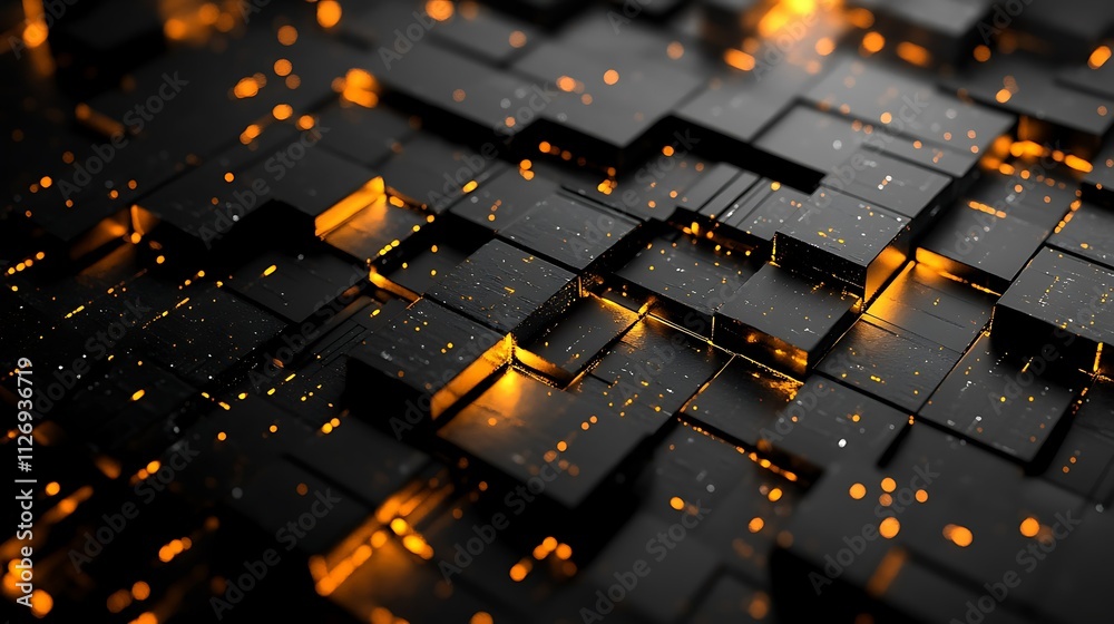 Fototapeta premium Abstract 3D rendering of glowing black cubes.