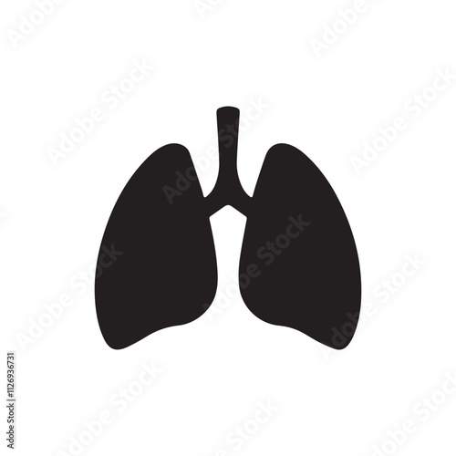 Black Lungs Silhouette Icon Minimalist Human Organ Vector Illustration