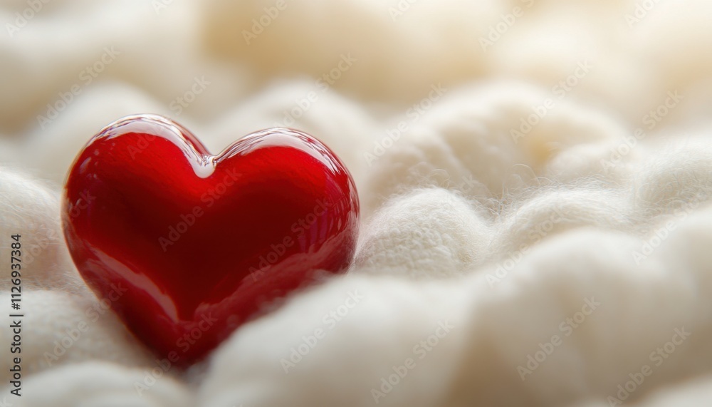 Red Heart on Soft White Fur Valentine s Day Love Romance Texture Red Heart on Soft White Fur Valentine s Day Love Romance Texture