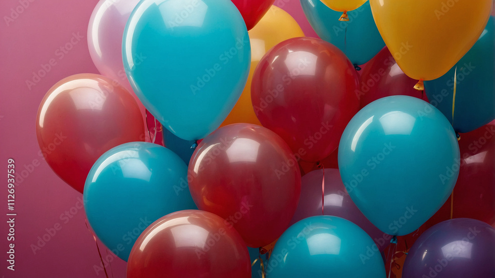 Bunch of bright balloons and space for text against color background Bunch of bright balloons and space for text against color background