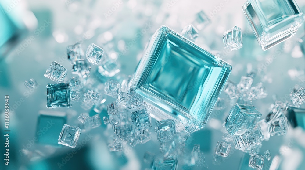 Sparkling Crystal Ice Cubes in Turquoise Tones Sparkling Crystal Ice Cubes in Turquoise Tones