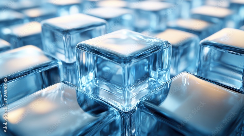 abstract animation 3d render geometric composition of glass blocks seamless looped video