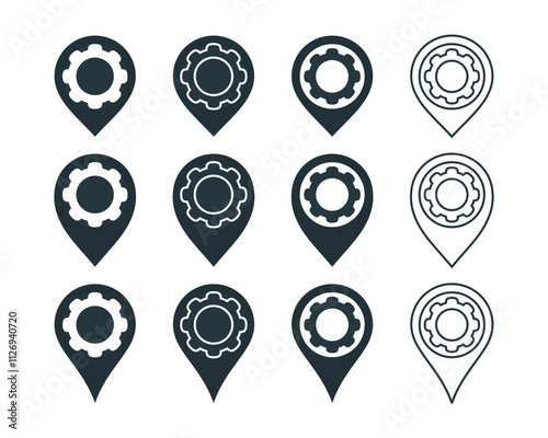 Gear engine pin location icon. illustration vector