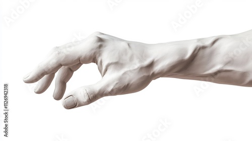 Sculpted Clay Hand Isolated on White Background,3D